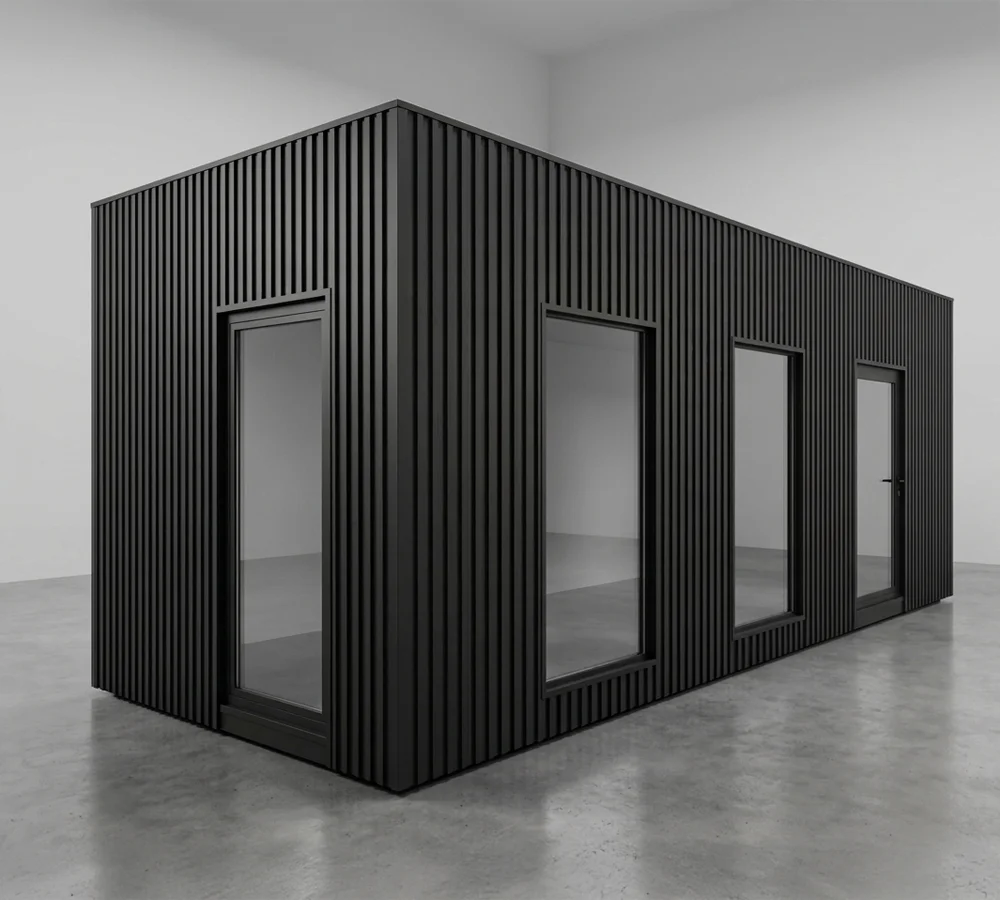 Pawilon NOIR — czarne lamele, mroczny minimalizm